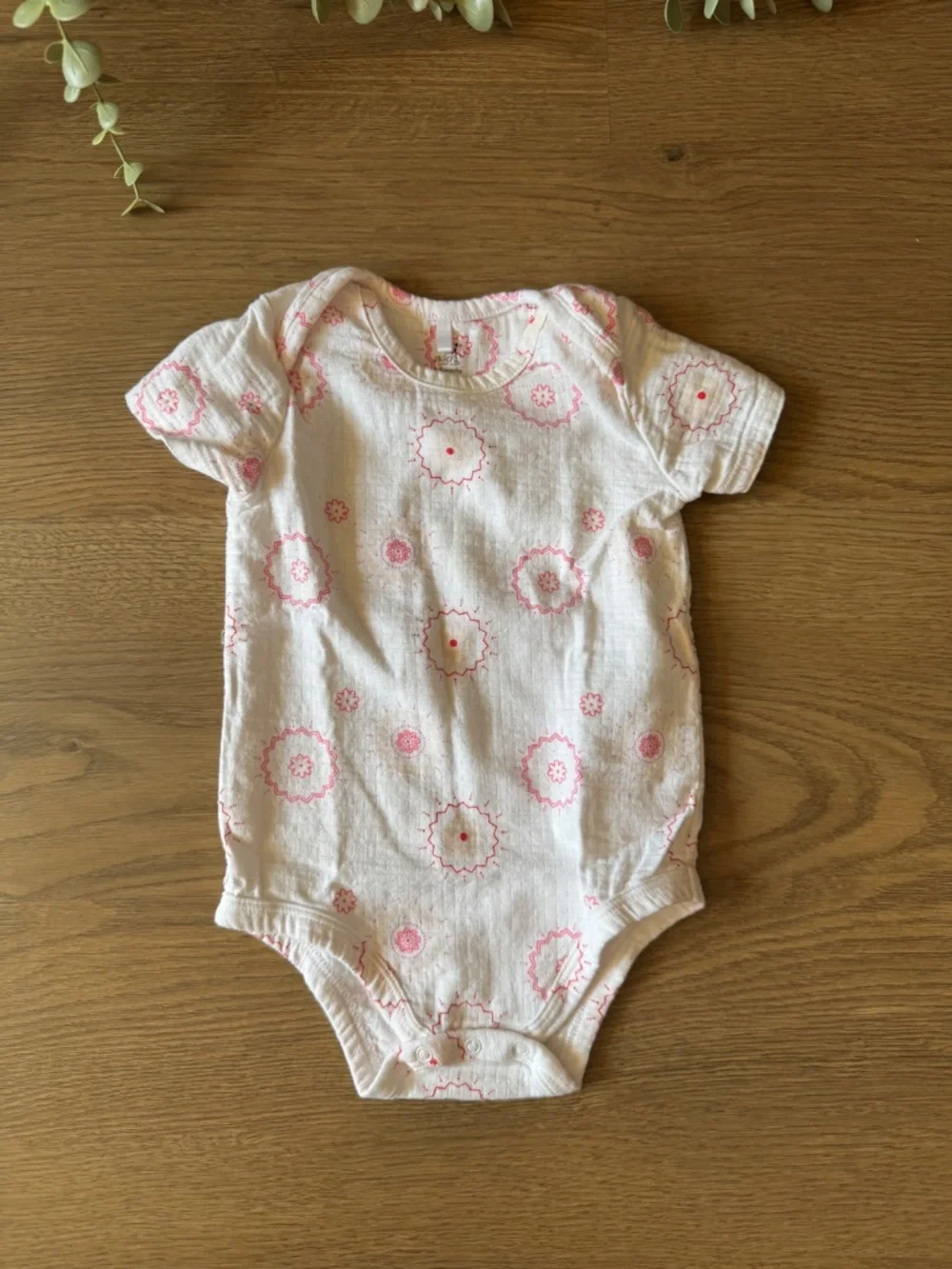 Aden + Anais Baby Muslin Bodysuit Pink Floral Print 6-9 Months Soft Cotton